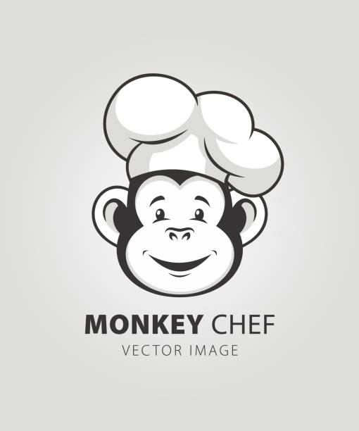 illustrations, cliparts, dessins animés et icônes de mascotte de caractère de chef de singe - waiter food restaurant delivering
