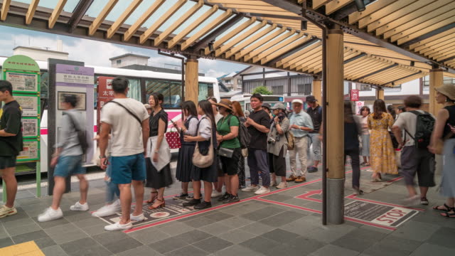 Time-lapse Tourist Crowded at Dazaifu bus station Fukuoka Japan