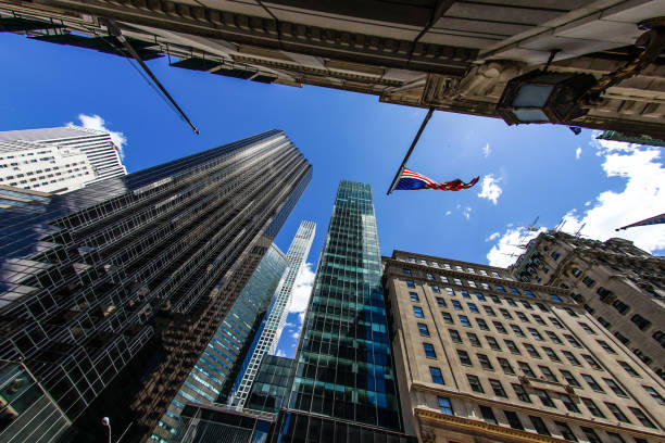 Trump Tower and Stars and Stripes. Shooting Location: Manhattan, New York
