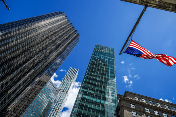 istock Trump Tower and Stars and Stripes 1176260480