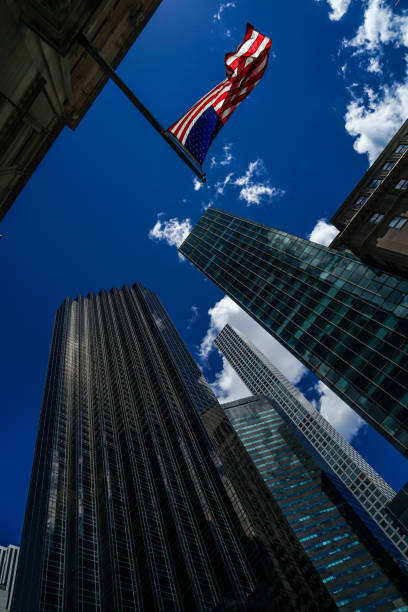istock Trump Tower and Stars and Stripes 1176260490