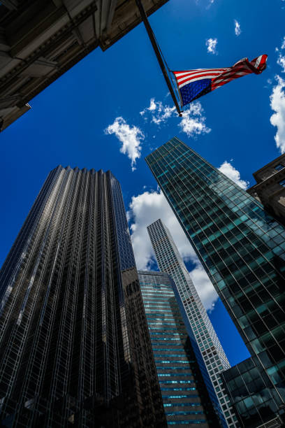 istock Trump Tower and Stars and Stripes 1176260496