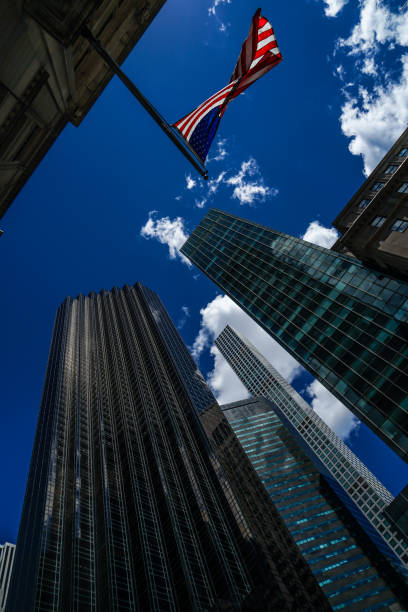 istock Trump Tower and Stars and Stripes 1176260511