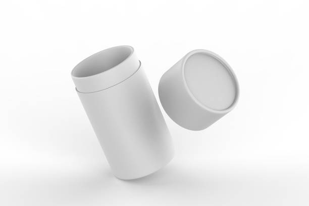 blank kraft paper push up tube for branding. 3d render illustration. - cylinder imagens e fotografias de stock