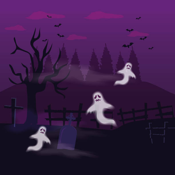 istock ghosts mysteries with tomb in scene halloween 1176271227