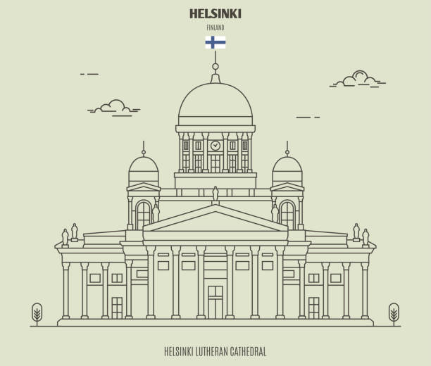 ilustrações, clipart, desenhos animados e ícones de catedral do lutheran em helsínquia, finlandia. ícone do marco - helsinki lutheran cathedral
