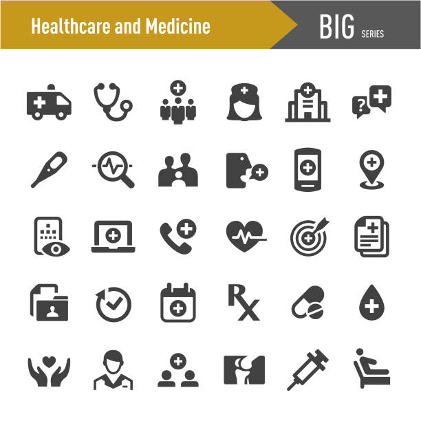 illustrazioni stock, clip art, cartoni animati e icone di tendenza di icona sanità e medicina - grande serie - pill bottle immagine