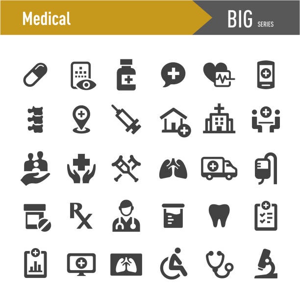 의료 아이콘 - 빅 시리즈 - healthcare and medicine medical exam capsule pill stock illustrations
