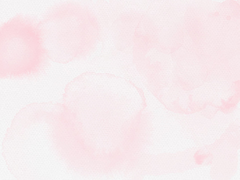 Light Pink Paper Texture Background. Border of hues of light pink paint splashing droplets. Watercolor strokes design element. Pink colored hand painted abstract texture.