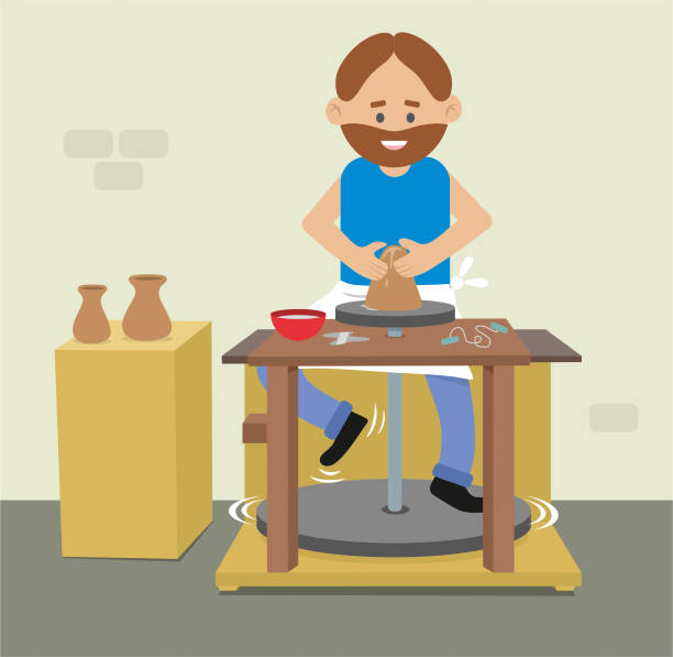 Potter Artist Is Working Stock Illustration - Download Image Now - Potter,  Pottery, Ceramics - iStock