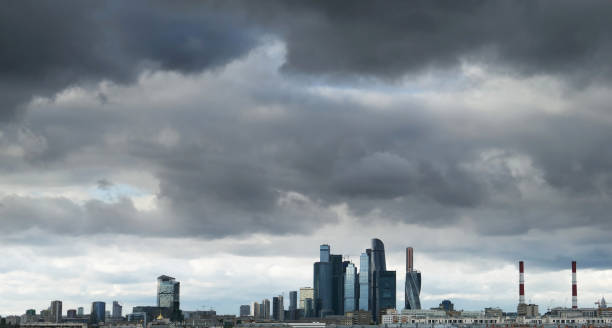 istock Autumn dramatic stormy sky over Moscow city district 1176289292