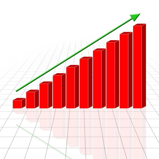 istock Business Growth Bar Graph with red Rising Arrow 1176289309