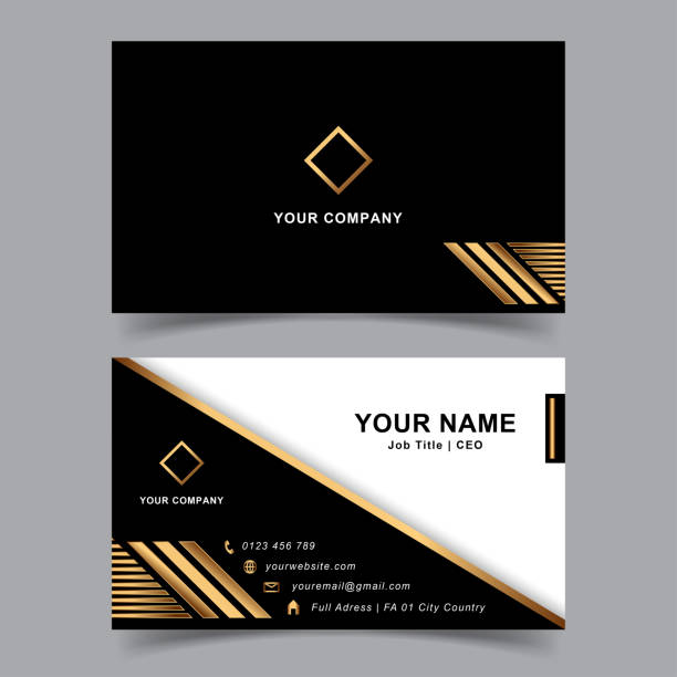 Editable modern and elegant business card Editable modern and elegant business card black and gold business cards stock illustrations