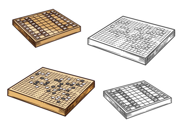 go und shogi japanische brettspiele - shogi stock-grafiken, -clipart, -cartoons und -symbole