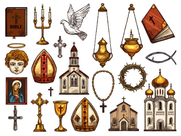 ilustrações, clipart, desenhos animados e ícones de religião ortodoxa, símbolos católicos da cristandade - grail