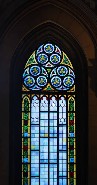 istock Vintage stained glass window in an Catholic temple 1176298917