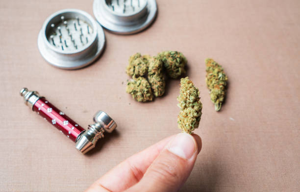 Marijuana Pipe Grinder And Nug Stock Photo - Download Image Now - Marijuana  - Herbal Cannabis, Pipe - Smoking Pipe, Pipe - Tube - iStock