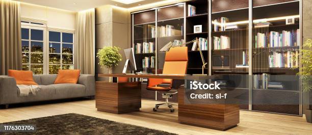Modern Style Directors Office Stock Photo - Download Image Now - Office, Luxury, Desk