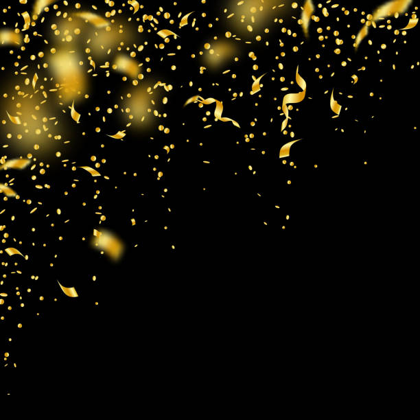 istock Streamers and confetti. Gold tinsel and foil ribbo 1176306063