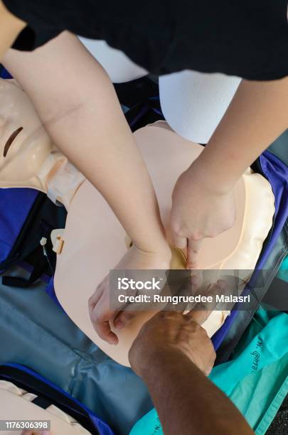 Compressor In First Aid Cpr Training Chest Compressions For First Aid In Emergency Stock Photo ...