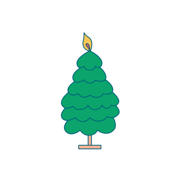 크리스마스 트리의 형태로 크리스마스 촛불 - christmas wood ambient candlestick holder stock illustrations