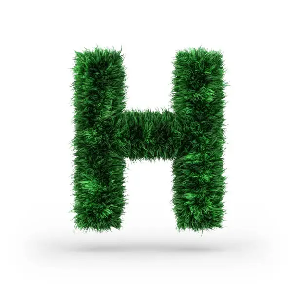 Uppercase green and ecology font. Letter H. 3D rendering