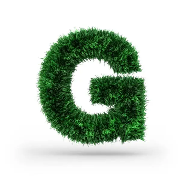 Uppercase green and ecology font. Letter G. 3D rendering