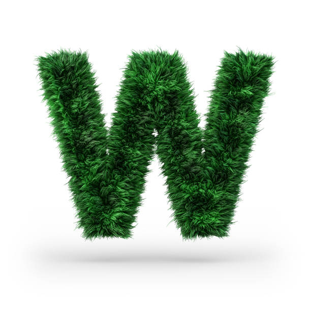 Uppercase green and ecology font. Letter W. 3D