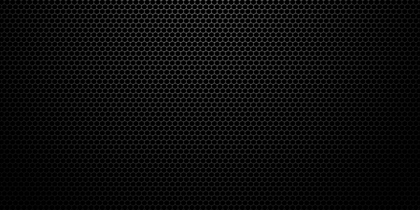 Black stainless steel hexagonal mesh background. 3d technological hexagonal illustration.