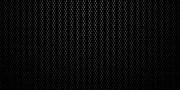 Black stainless steel hexagonal mesh background. 3d technological hexagonal illustration.