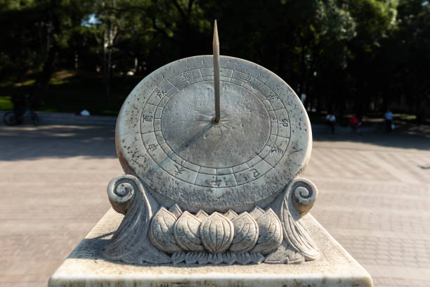 Stone Sundial timer in Tsinghua University Stone Sundial timer in Tsinghua University ancient sundial stock pictures, royalty-free photos & images