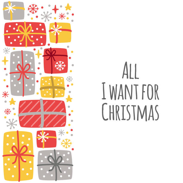 illustrations, cliparts, dessins animés et icônes de mignon all i want for christmas background with hand drawn christmas present boxes and snowflakes cute all i want for christmas background with hand drawn christmas present boxes and snowflakes cute all i want for christmas background with hand drawn chris - box white stack white background