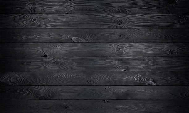 black wooden background, old wooden planks texture - wood old weathered copy space imagens e fotografias de stock