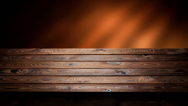 istock Dark wooden background, table for product, old wooden perspective interior 1176321633