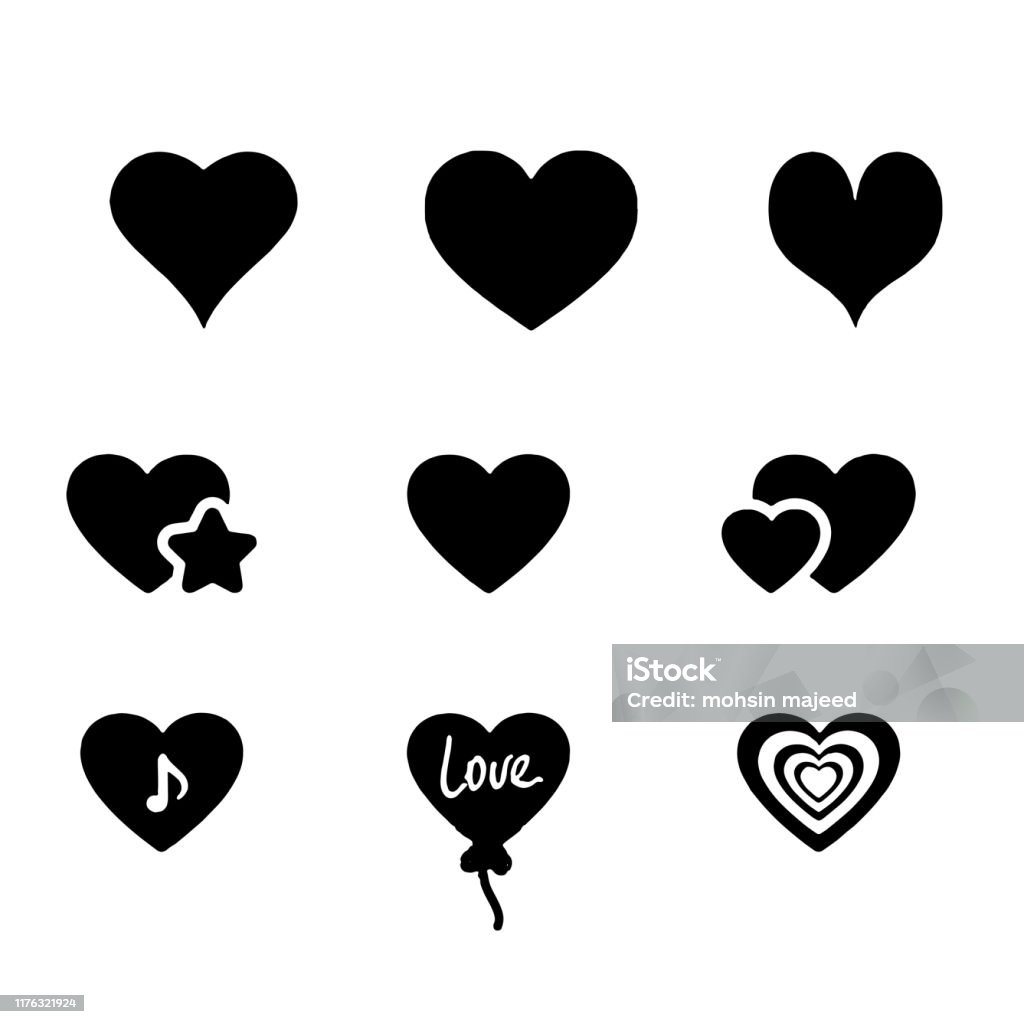 Vector Heart Style Vector Hearts Set Different Style And Shape Stock Illustration ...