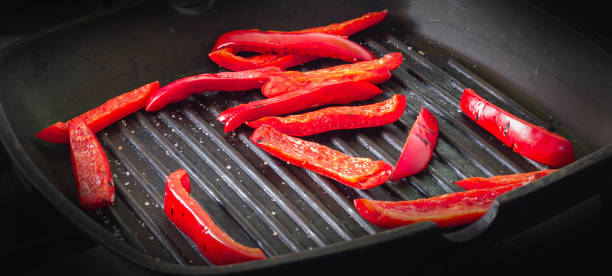 istock Grilled bell peppers in a grill pan 1176323086