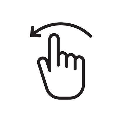Screen swipe or scroll icon. Pointing hand with right arrow. Vector illustration