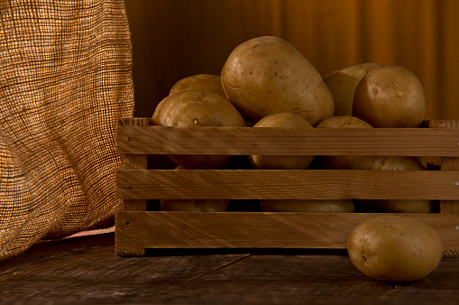 raw potato, winter, Crate, store