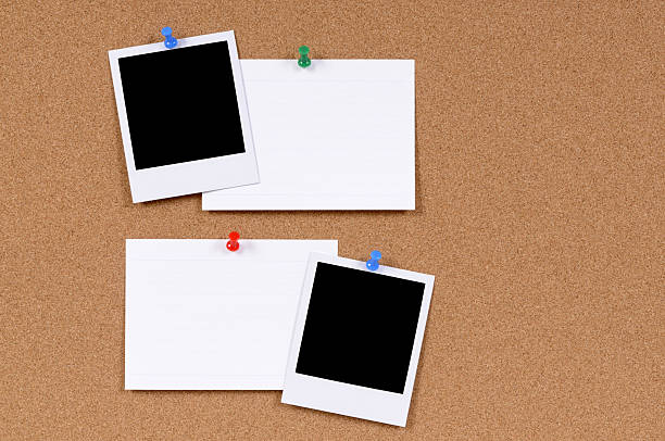 Blank photo prints with index cards Blank photo prints with office index cards pinned to a cork bulletin board.  If you’d like to see my complete collection of blank Polaroids please  CLICK HERE.   Alternative version of this file shown below: bulletin board photos stock pictures, royalty-free photos & images