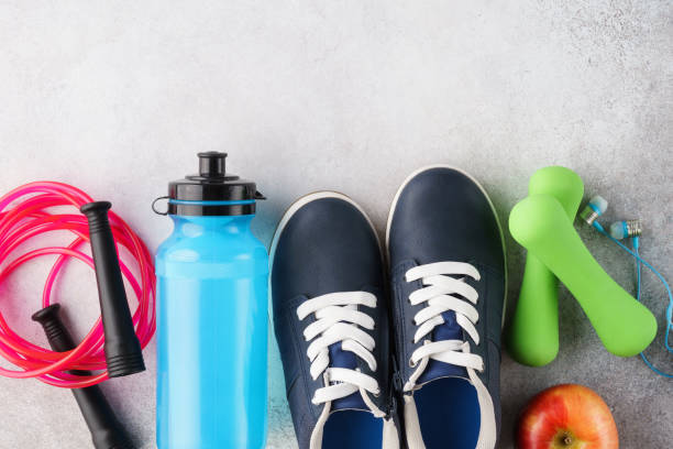 istock Fitness equipment background. Sporting goods concept. Copy space 1176326487