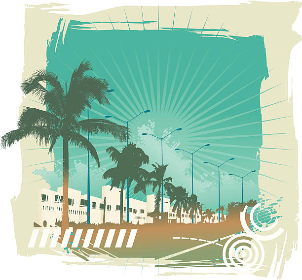 illustrazioni stock, clip art, cartoni animati e icone di tendenza di scena della spiaggia frame - musica tropicale