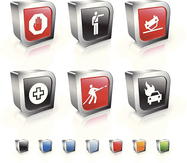 Vector illustration of emergency response 3D royalty free vector icon set