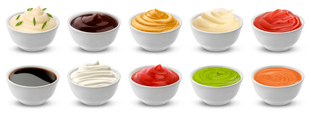 istock Collection of different sauces isolated on white background with clipping path 1176329591