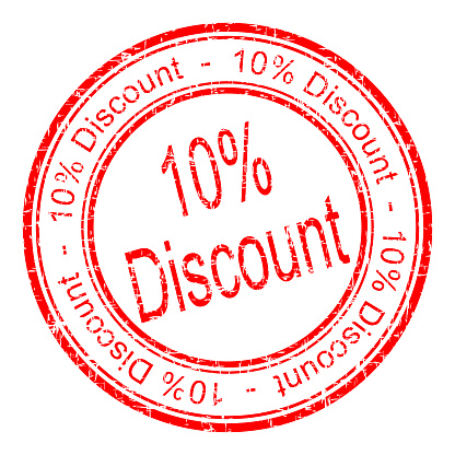 red 10% discount rubber stamp - illustration