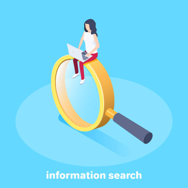 wyszukiwanie informacji - seo design search engine magnifying glass stock illustrations