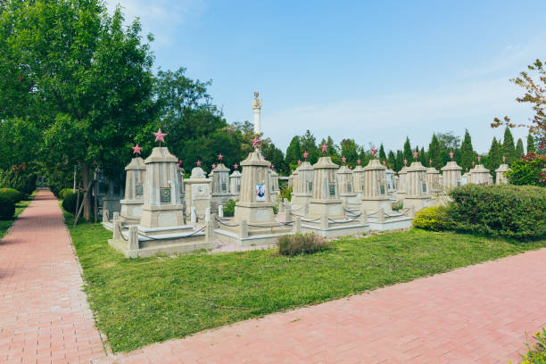 The Soviet Martyrs Cemetery is located in Sanliqiao West, Shuishiying Town, Lushunkou District, Dalian, China. After the Soviet army entered Lushun in 1945, it was expanded on the basis of the original Shahe cemetery. It covers an area of ​​48,000 square meters and is the largest foreign cemetery in China. The park is buried with officers and soldiers and family members who died when the Soviet army liberated the Northeast. There are l323 buried graves.\n\nThe Soviet Martyrs Monument in the center of the cemetery was built before the Soviets withdrew from Lushun in 1955. This is to commemorate the Soviet martyrs who defeated the Japanese army in 1945 and liberated the Northeast China in the war. The inscription reads in Chinese and Russian words \