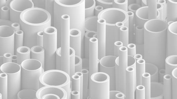Stack of 3D tubes, pipes 3d rendering of stack of tubes, pipes. 3d abstract background. white plastic tube stock pictures, royalty-free photos & images