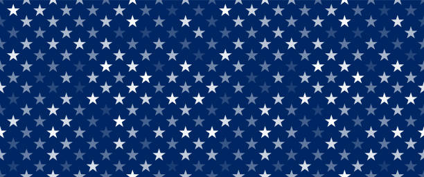 illustrazioni stock, clip art, cartoni animati e icone di tendenza di stelle bianche trasparenti su sfondo blu - patriotism flag backgrounds american culture