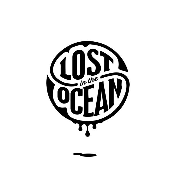 Lost in the Ocean circle with ink Lost in the Ocean. Handwritten circular calligraphy lettering for greeting cards, posters, prints for home decorations. Vector illustration anchor free pic stock illustrations