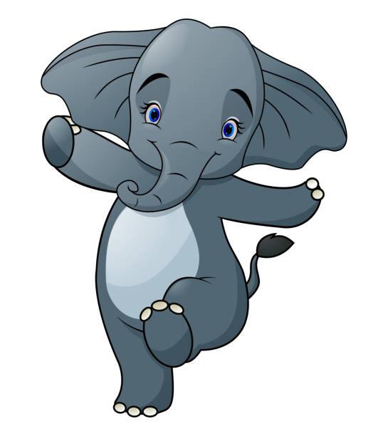 Cute Elephant Cartoon Walking On White Background Stock Illustration -  Download Image Now - Elephant, Dancing, Cheerful - iStock